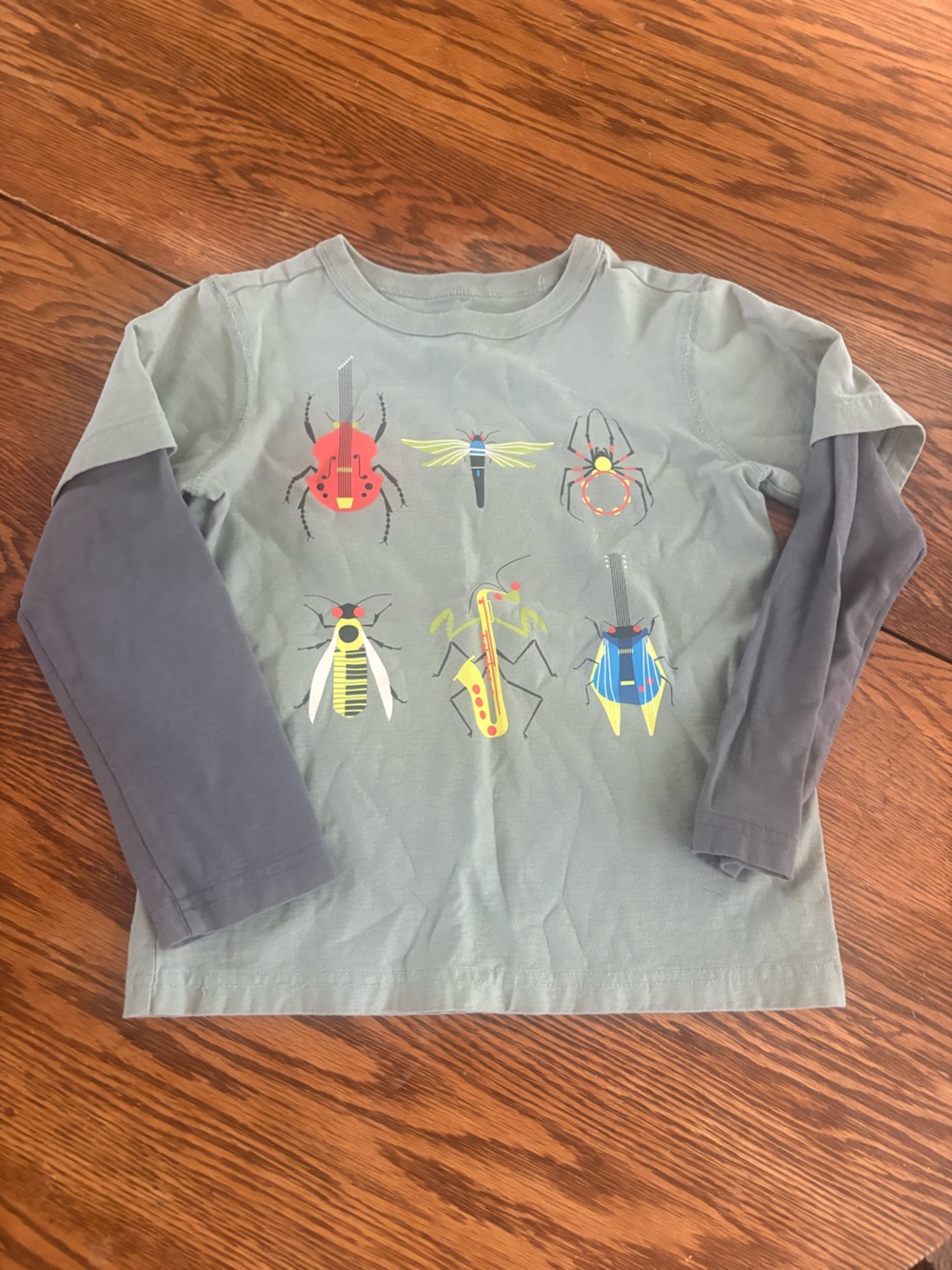 Tea Collection Boys Long Sleeve Tee in Gray with Colorful Bug Motif